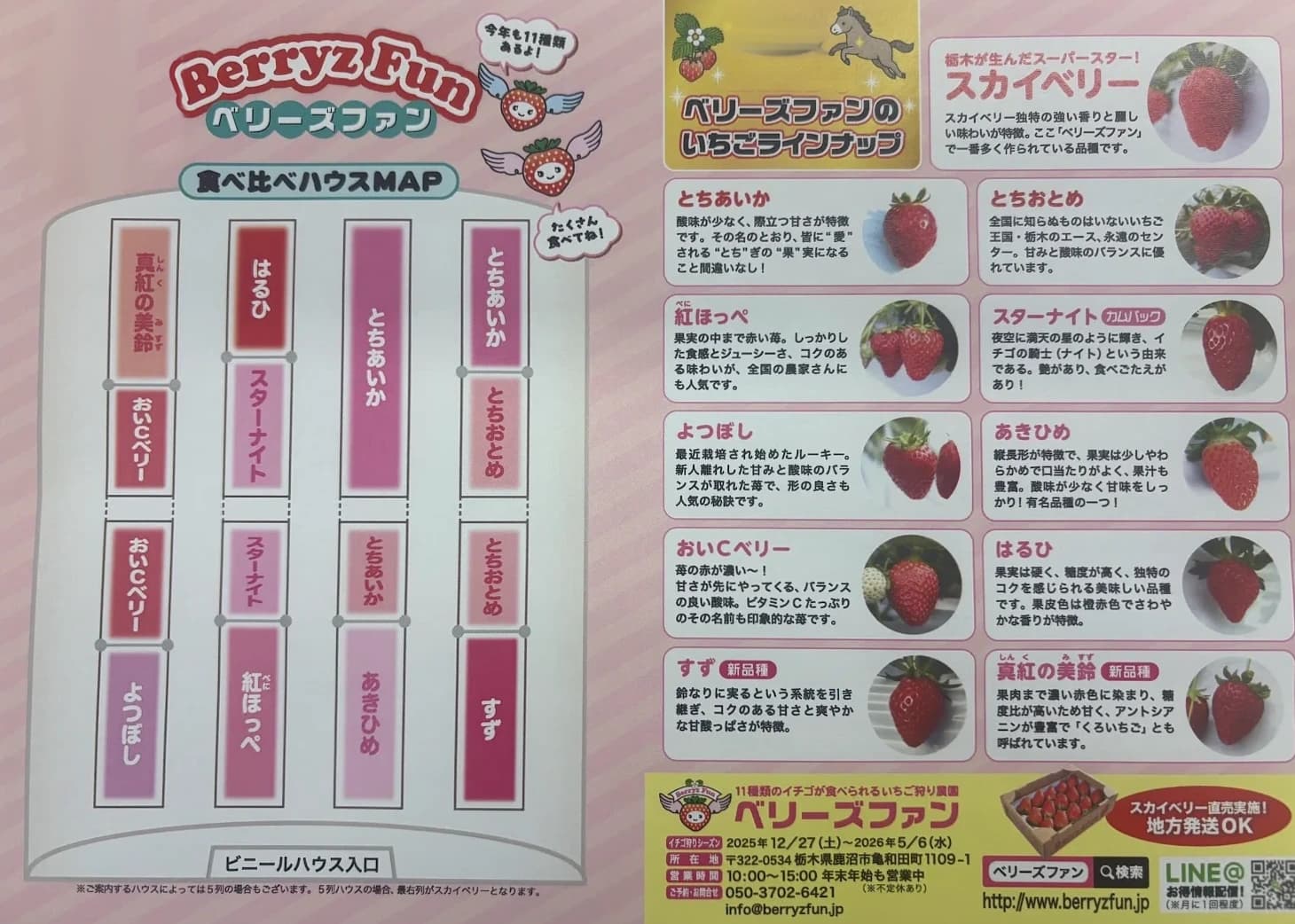 ベリーズファンの食べ比べハウスMAPと11品種のラインナップをまとめたご案内